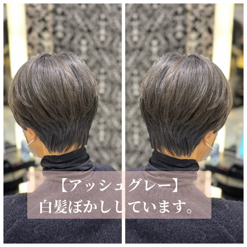 アッシュグレーをワンカラーで作る白髪ぼかしカラー】｜新橋駅徒歩1分